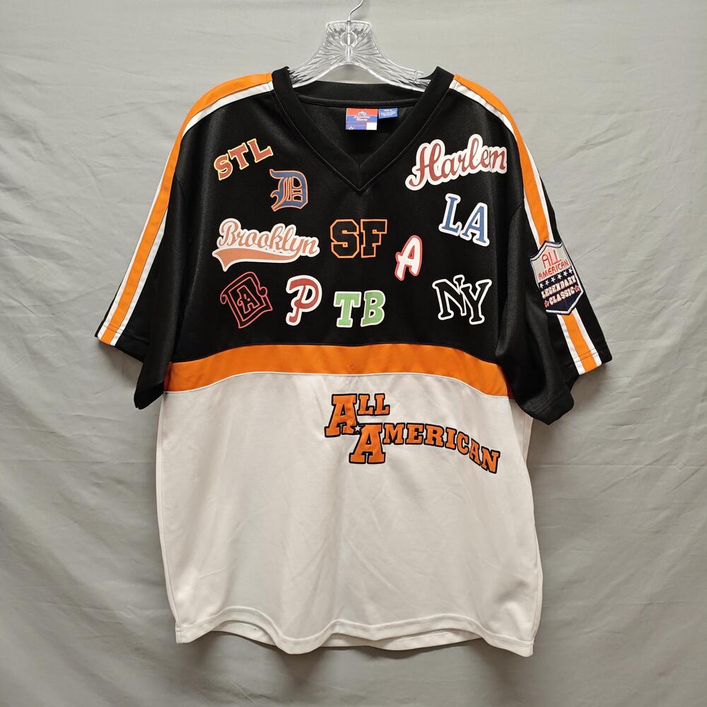 Legendary Classic All American Shirt Mens XL Black White Orange Graphic Jersey